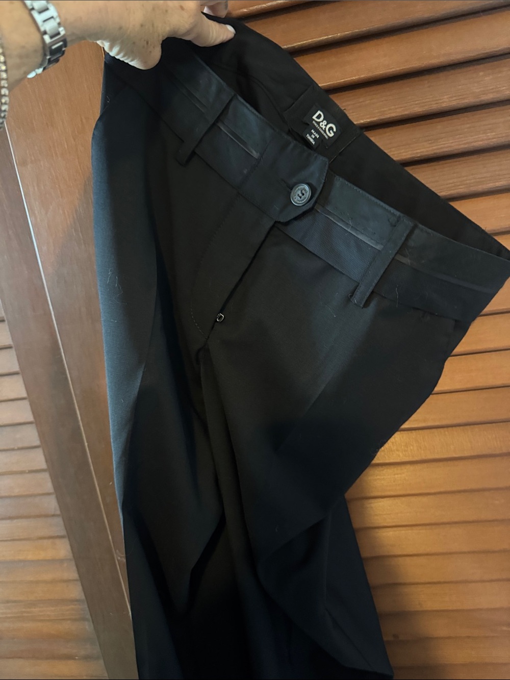 D&G Black Dress Trousers with Belted Waist